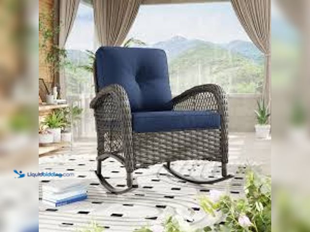 Lot 49-5448922 - Wicker Outdoor Rocking Chair Patio with 328084577e Cushion (1-Pack). Model # M59-328084577E-THD. Unu...