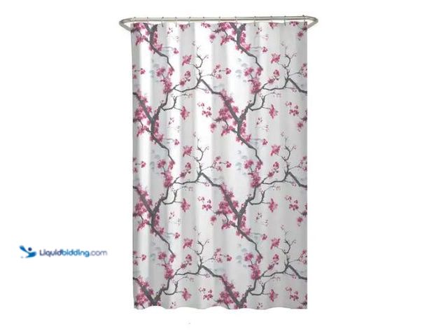 Lot 49-1577260 - Zenna Home 70 in. x 72 in. Cherrywood Cherry Blossom Fabric Shower Curtain, Model # 7178001yPINK, Un...