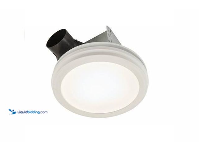 Lot 49-5539796 - Broan-NuTone 110 CFM Humidity Sensing Decorative Bathroom Exhaust Fan with Round Flat Panel LED Ligh...