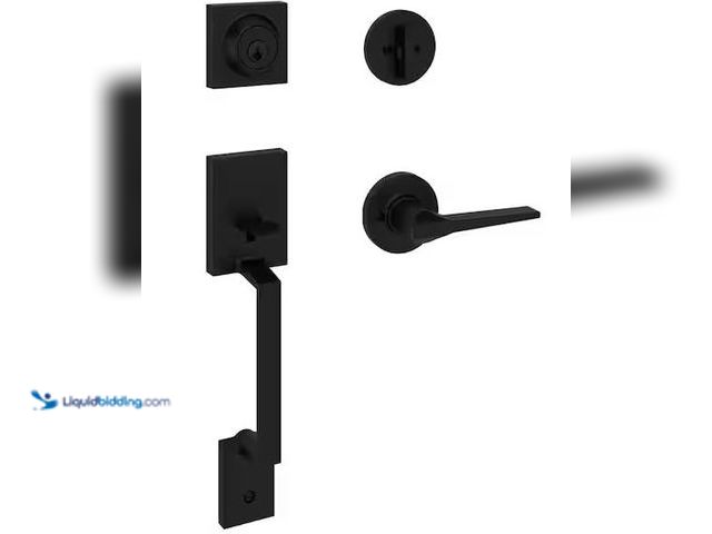 Lot 49-3530425 - Kwikset
Amador Matte Black Entry Door Handleset with Round Rose Hollis Handle Featuring SmartKey Se...