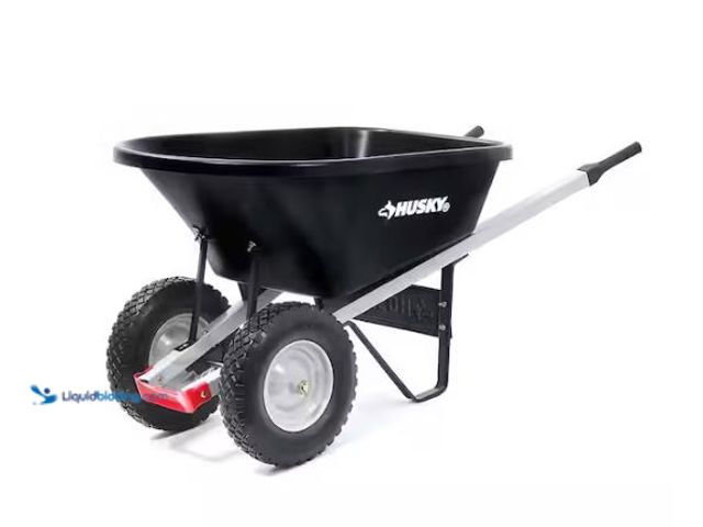 Lot 49-1624610 - Husky 6 cu. ft. Dual-Wheel, Poly Wheelbarrow with 8 in. Flat-Free Tires Model # 6CUwheelbarrow, Unus...