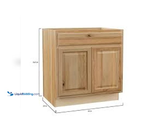 Lot 49-5476436 - Hampton Bay. Hampton 33 in. W x 24 in. D x 34.5 in. H Assembled Sink Base Cabinet in Natural Hickory...