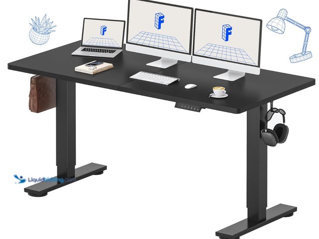 Lot 49-3481657 - FLEXISPOT Standing Desk Electric Height Adjustable Desk with 63 x 24 Inches Splice Board, Ergonomic ...