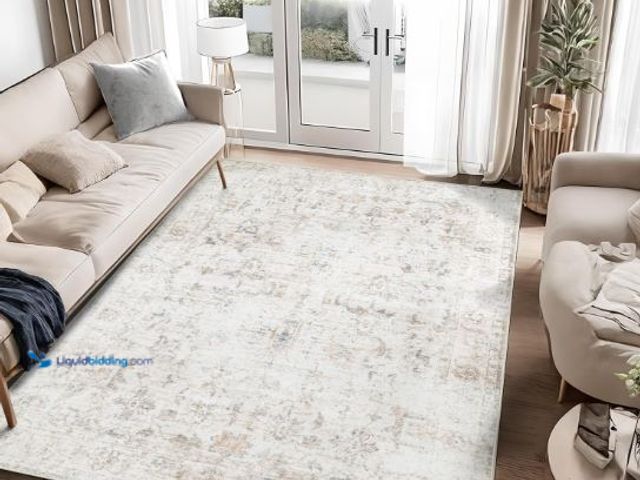 Lot 49-1577207 - Washable 8×10 Area Rug for Living Room, Vintage Floral Rug Soft Non Slip Stain Resistant Boho Carpet...