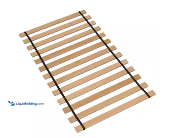 Lot 49-1571077 - Signature DESIGN BY ASHLEY Platform Brown Wood Frame Twin Platform Bed Roll Slats, Model # B100-11, ...