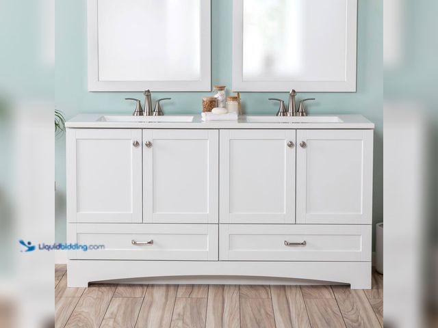 Lot 49-5413511 - Glacier Bay
Lancaster 61 in. Double Sink White Bath Vanity with White Cultured Marble Top UNUSED (C...