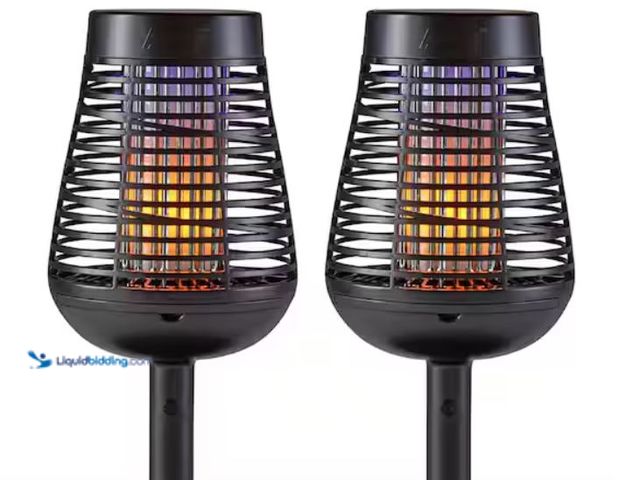 Lot 49-2006490 - PIC Solar Bug Zapper Torch with Flaming LED (2-Pack), Model # 2PK-DFST, Unused, Has attachments, Dus...