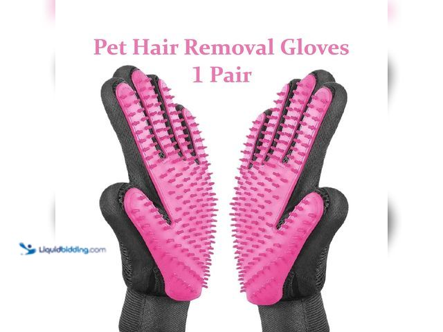 Lot 49-1616181 - Pet Hair Removal Gloves 1 Pair Pink - NEW - Great for removing hair from pets, carpet, furniture or ...