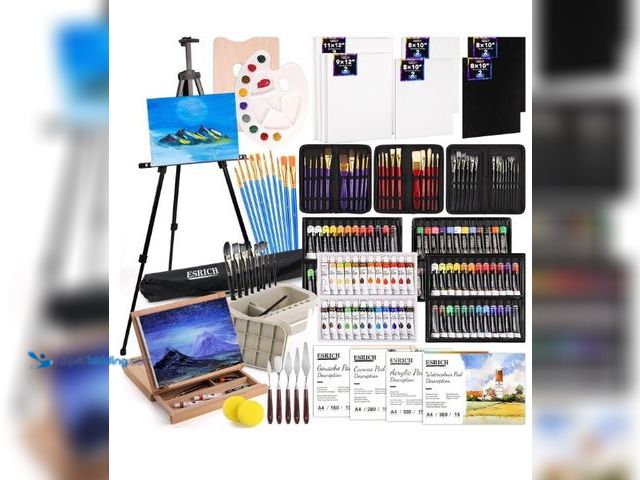 Lot 49-3432165 - ESRICH 166 Pcs Painting Set, Painting Supplies with 96 Paint(Oil, Watercolor Gouache & Acrylic Paint...