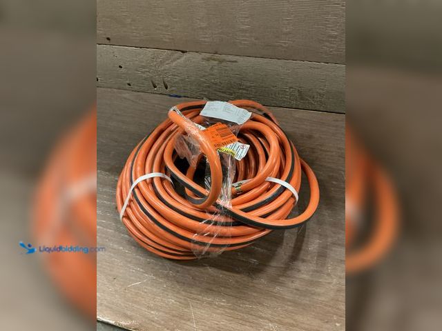 Lot 49-3529024 - RIDGID
100 ft. 10/3 Heavy Duty Indoor/Outdoor SJTW Extension Cord with Lighted End, Orange/Grey Unu...