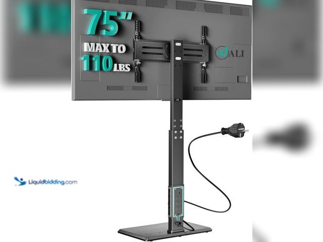 Lot 49-5488240 - WALI Floor TV Stand with Power Outlet, Tall TV Stand Mount for 32-75 inch TV up to 110 lbs, Swivel a...