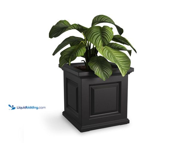Lot 49-5447733 - Mayne Nantucket 16 in. Square Self-Watering Black Polyethylene Planter. [Model # 5865-B] Unused