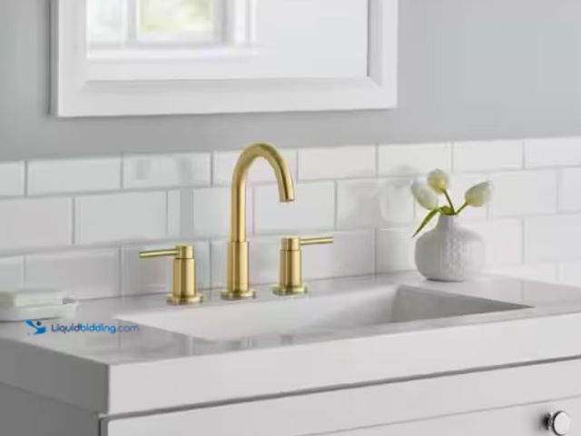 Lot 49-3614836 - Glacier Bay Dorind 8 in. Widespread 2-Handle High-Arc Bathroom Faucet in Brushed Gold, Model # HD676...