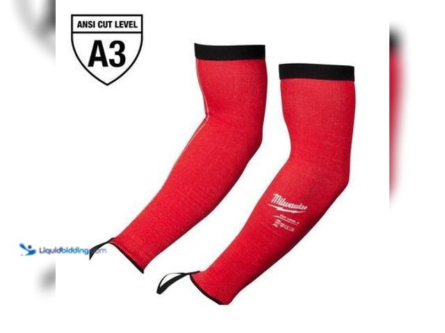 Lot 49-3565745 - Milwaukee 18 in. Red 4-Way Stretch Cut 3 Resistant Protective Arm Sleeves. Model # 48-73-9031. Unuse...