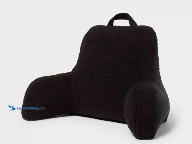 Lot 49-2001421 - Lot of (2) Room Essentials Faux Shearling Bed Rest Black - Comfort Support Pillow for Dorm Indoor/Ou...
