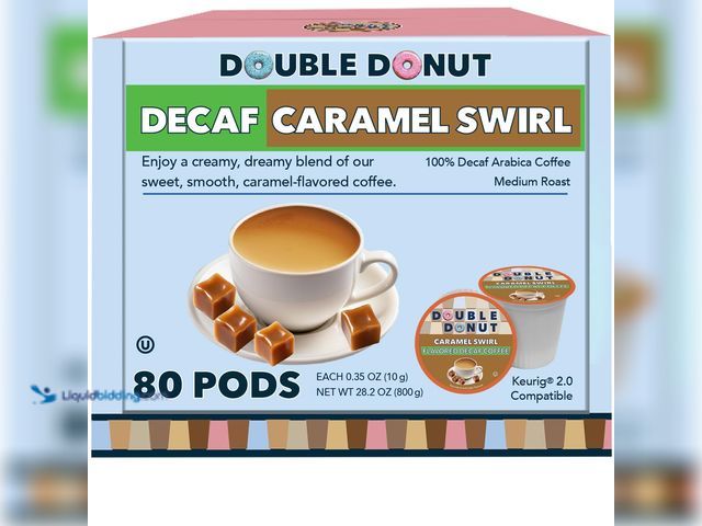 Lot 49-3531522 - Caramel Swirl Medium Roast Flavored Decaf Coffee Pods for Keurig K Cups Makers from Double Donut, 80...