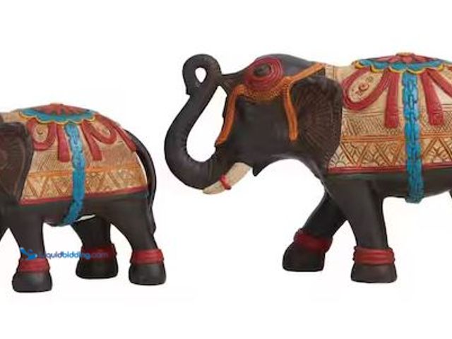 Lot 49-5478386 - Litton Lane
Multi Colored Resin Decorated Elephant Sculpture with Intricate Carvings and Floral Des...