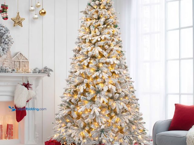 Lot 49-1541789 - Vrilay Firstness 9ft Pre-Lit Artificial Christmas Tree with 900 LED Lights,Snow Flocked, Model # 585...