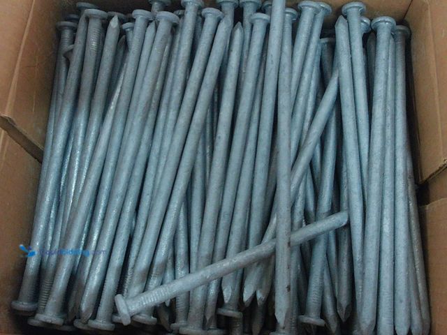 Lot 49-3631402 - 50-Lb Box: 8" Spike Bright Steel Nail Flat Head, Model # 5024006, Unused.   Ref#BIN0730
