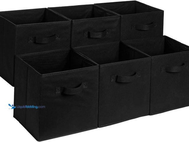 Lot 49-5453732 - Amazon Basics Collapsible Fabric Storage Bins, Cube Organizer with Handles, 13 x 13 x 13 Inch, Black...
