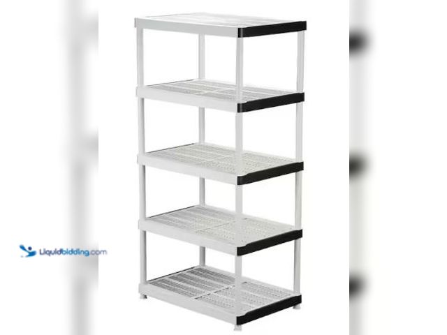 Lot 49-3615730 - HDX 5-Tier Easy Assembly Multi-Purpose Plastic Garage Storage Shelving Unit in Gray (36"W x 72"H x 2...