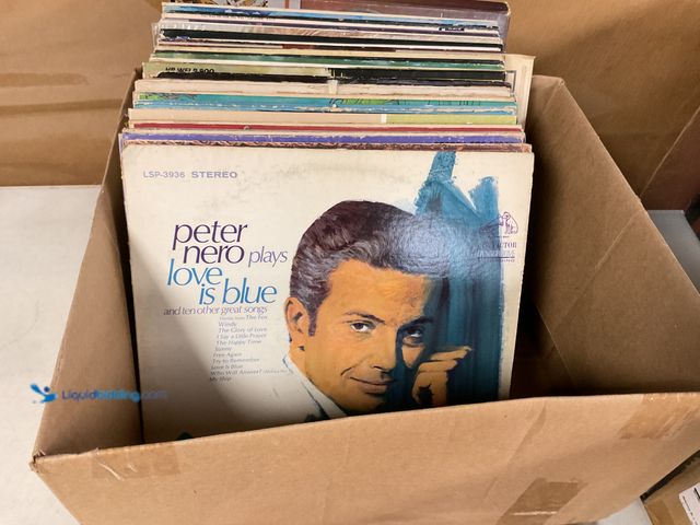 Lot 49-1505610 - COLLECTIBLE LARGE BOX FULL OF PRE-OWNED VINYL RECORDS VARIOUS GENRES AND ARTISTS INCLUDING BEATLES, ...