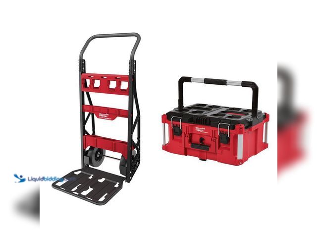 Lot 49-5433605 - Milwaukee
PACKOUT 20 in. 2-Wheel Utility Cart with Large Tool Box (2-Piece). Item is Unused