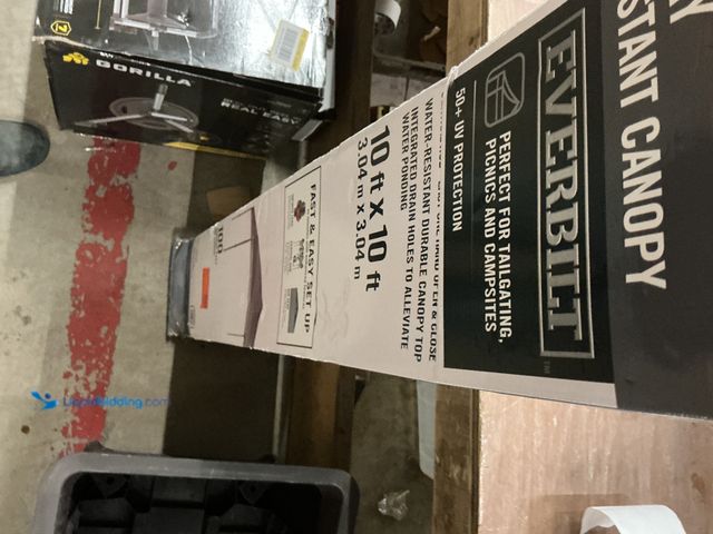 Lot 49-5449290 - Everbilt
10 ft. x 10 ft. Grey Instant Canopy Pop Up Tent (attachments included) Unused