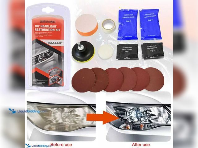 Lot 49-5388257 - Heavy Duty Headlight Lens Restoration Kit - NEW - Professional headlight restoration kit lets you sh...