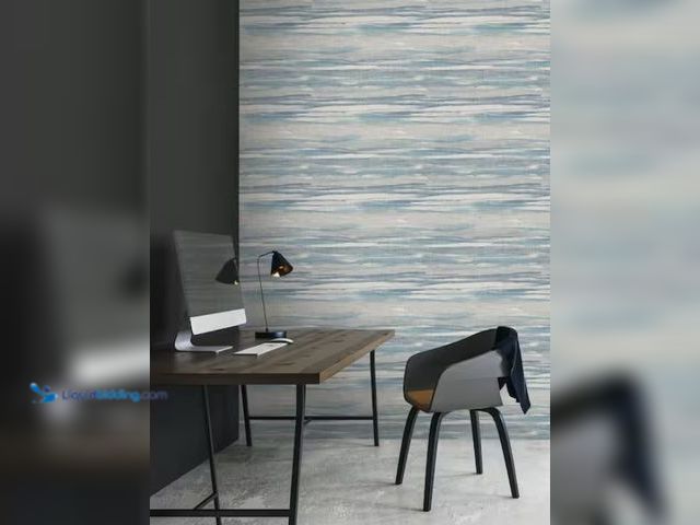 Lot 49-1515512 - CASA MIA Waves Blue and Grey Paper Non-Pasted Strippable Wallpaper Roll (Cover 60.75 sq. ft.), Model...