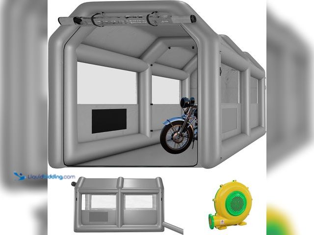 Lot 49-3531823 - QILEBA Inflatable Paint Booth 13x8x8ft with Blower (750W), Grey Portable Inflatable Spray Booth with...
