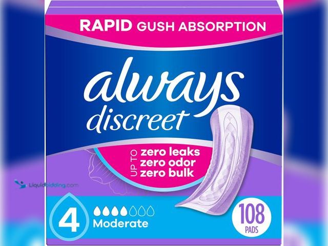 Lot 49-5414242 - Always Discreet Adult Incontinence Pads for Women, Moderate Absorbency, Regular Length, Postpartum P...
