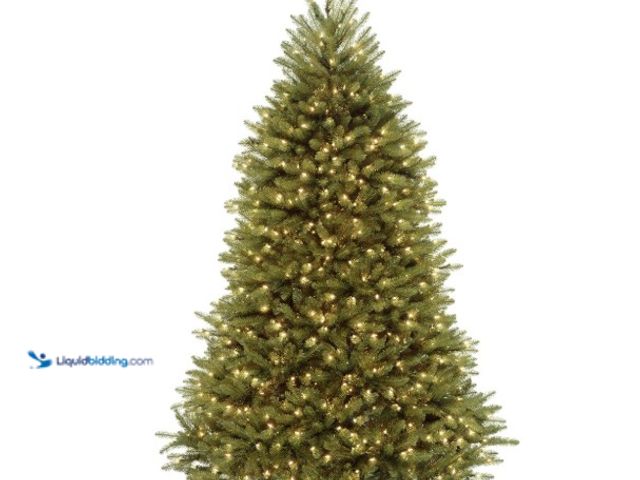 Lot 49-1539996 - National Tree Company Pre-Lit Artificial Full Christmas Tree, Green, Dunhill Fir, White Lights, Incl...