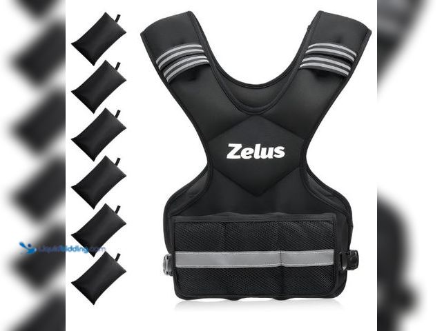 Lot 49-5436647 - ZELUS Weighted Vest for Men and Women | 4-10lb/11-20lb/20-32lb Vest with 6 Ironsand Weights for Home...