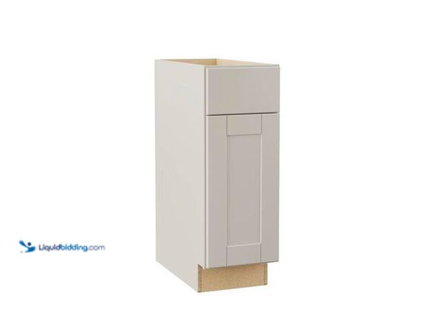 Lot 49-5554202 - Hampton Bay Shaker 12 in. W x 24 in. D x 34.5 in. H Assembled Base Kitchen Cabinet in Dove Gray Mode...
