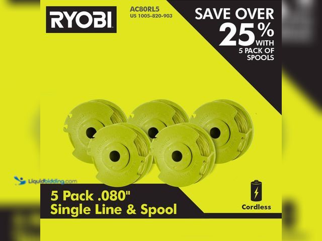 Lot 49-5552377 - RYOBI
0.080 in. Replacement Auto-Feed Line Spools (5-Pack). Model # AC80RL5. New