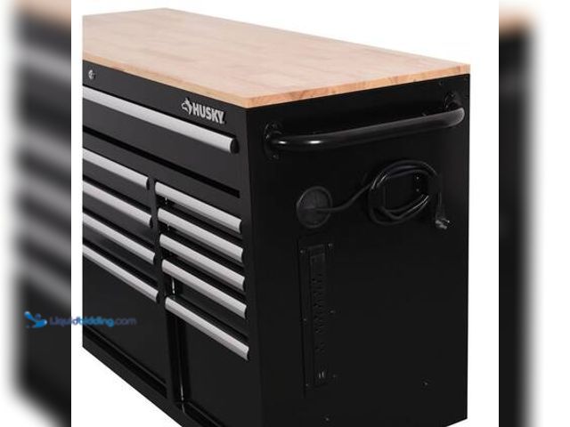 Lot 49-3565818 - Husky Modular Tool Storage 52 in. W x 20 in. D Standard Duty Black Mobile Workbench Cabinet. Model #...