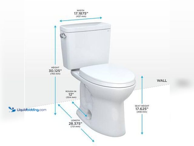 Lot 49-5554057 - TOTO Drake Modern 12 in. Rough In Two-Piece 1.28 GPF Single Flush Elongated Toilet in Cotton White, ...