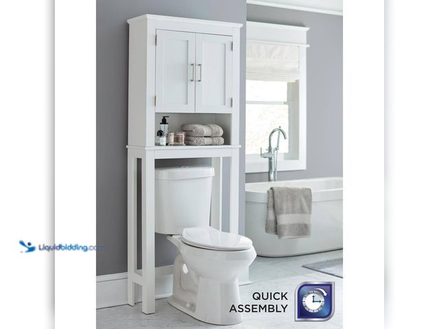 Lot 49-3614948 - Glacier Bay Over-Toilet Adjustable Storage Cabinet, White - Unused (Model # 5323WWHD)  Ref#BIN0730