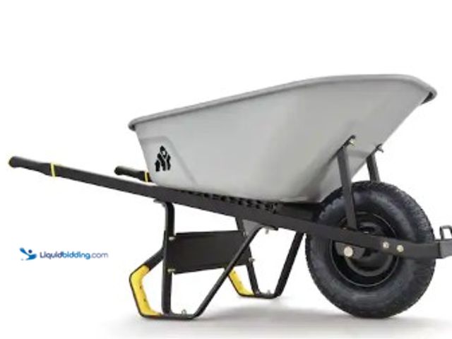 Lot 49-2004294 - Gorilla 6 cu. ft. PRO Heavy-Duty Steel Tub Wheelbarrow, Steel Braces and Handles, Easy Pivot/Dump De...