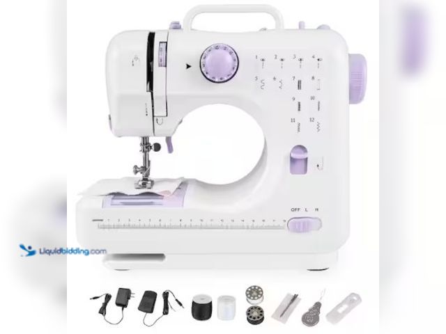Lot 49-2025266 - Bunpeony Portable Mini Sewing Machine with 12 Built-in Stitches and 2-Speed Control for Beginners, M...