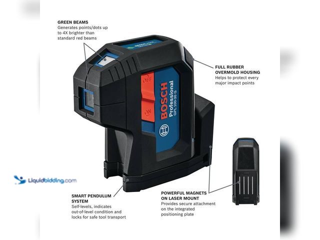 Lot 49-5406240 - Bosch 125 ft. Green 3-Point Self-Leveling Laser with VisiMax Technology, Integrated Multipurpose Mou...