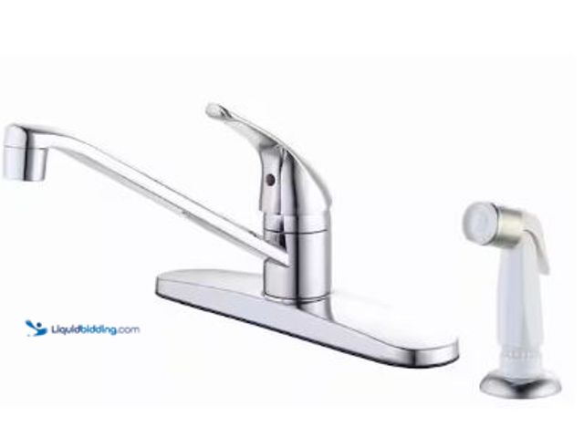 Lot 49-1517070 - Glacier Bay
Single Handle Standard Kitchen Faucet in Chrome with White Side Sprayer, Model # HD6789...