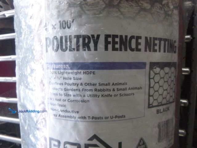Lot 49-1518042 - BOEN 4 ft. x 100 ft. Plastic Poultry Hex Garden Fence Netting in Black Model # PF-40011, Unused  Ref...