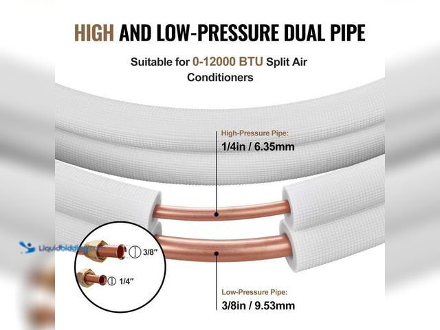 Lot 49-1631894 - 16-Ft Mini Split Line, 1/4"+3/8" OD Copper Pipes Tubing - Model # 707-90-MZ1612C, New.  Ref#WM0730
