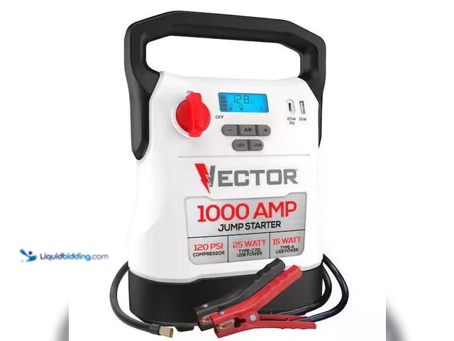 Lot 49-1556637 - VECTOR 1000 Amp Jump Starter, Compressor, USB Power Model # VECJ1C, Slightly Used  Ref#SSB1201
