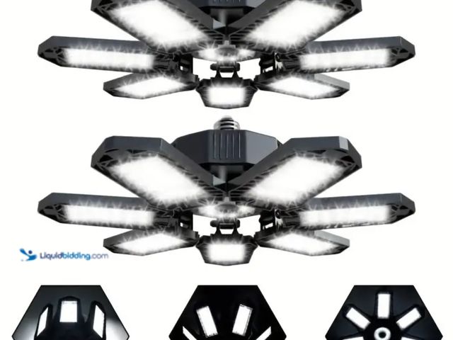 Lot 49-1820399 - New 2 pcs Garage Lights, 7+1 Blades, Foldable Lights