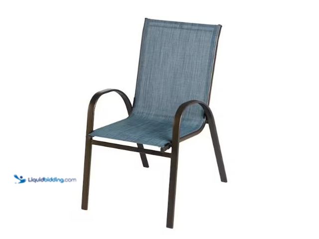 Lot 49-2004492 - Lot of (3) StyleWell Stackable Steel Sling Outdoor Dining Chair in Denim Blue, Model # FCS00015J-Lbl...