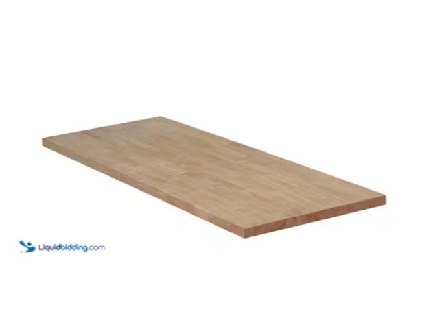 Lot 49-1567622 - Hampton Bay 4 ft. L x 25 in. D Unfinished Hevea Solid Wood Butcher Block Countertop with Standard Ed...