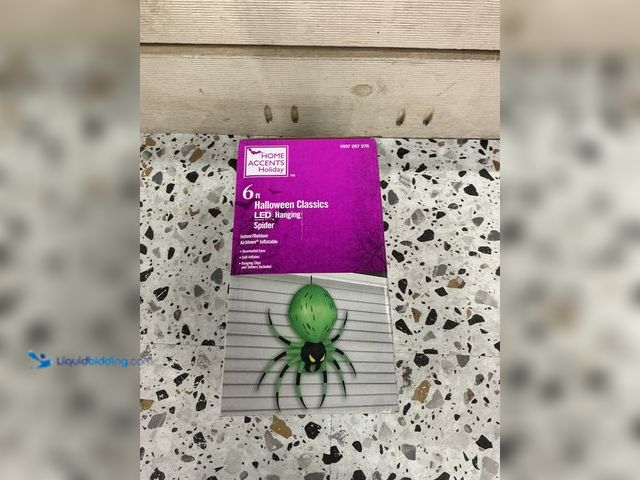 Lot 49-3538892 - 6ft Halloween classic LED Hanging Spider. Model #1007267278. Unused.